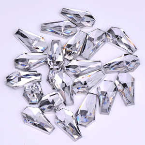 Eleganti Pietre di Cristallo Bianco Trasparente 11*19mm da Incollare, Perline Non Cucibili, Strass Acrilici con Retro Piatto - Product Image 3