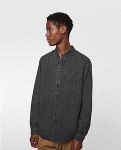 <span class=keywords><strong>Camicia</strong></span> da uomo in cotone nero <span class=keywords><strong>Denim</strong></span> lavato - Product Image 4