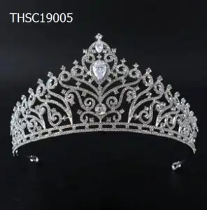 Alloy Tiara kecantikan kepala bunga mahkota kontes untuk Ratu