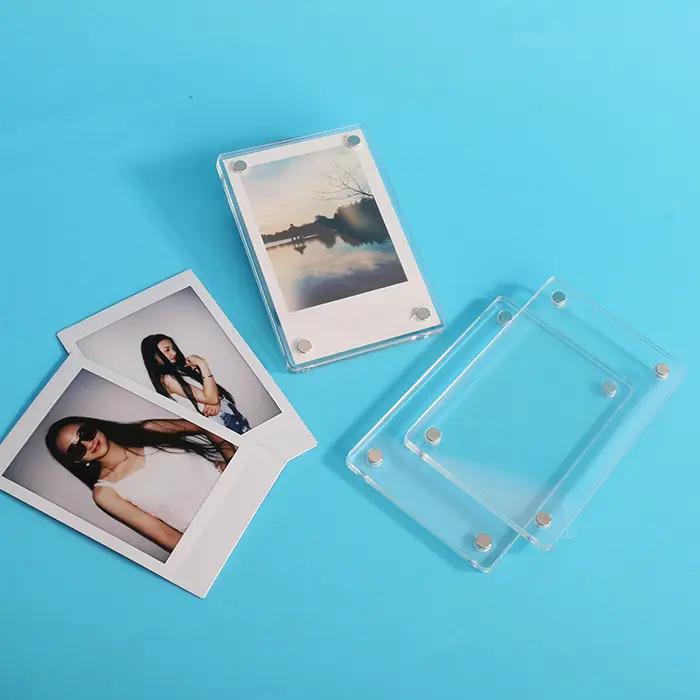 Mini Magnetic Double Sided Clear Acrylic Photo Frame Rectangle Perspex Poster Holder