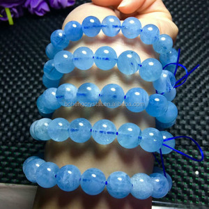 Niza redonda natural Aquamarine piedras preciosas naturales individuales pulsera anillo - Product Image 3
