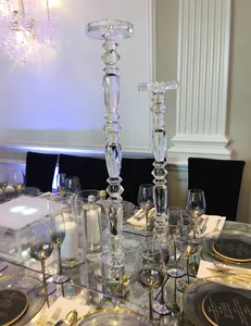 wholesale crystal candle stick holder tall table center pieces for wedding