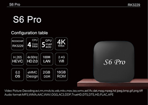 Réel 4 k media player <span class=keywords><strong>chromecast</strong></span> bluetooth kodi s6 <span class=keywords><strong>pro</strong></span> smart quad core rockchip rk3229 android 6.0 guimauve tv box 2g 16g - Product Image 3