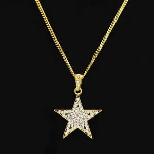 2021 Fashion Jewelry Wholesale New Design Gold Plated Crystal Pave Crystal Star Necklace