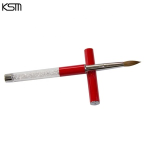 Spazzola acrilica per unghie piatte con manico in metallo con decorazione di strass per capelli Kolinsky OEM professionale 100% - Product Image 4