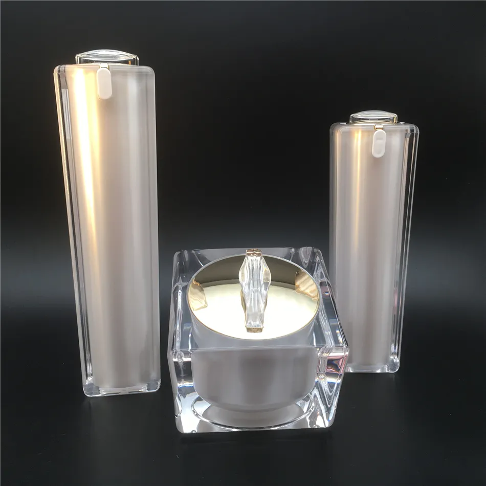 Luxury elegant plastic white cosmetic container acrylic empty cream jars