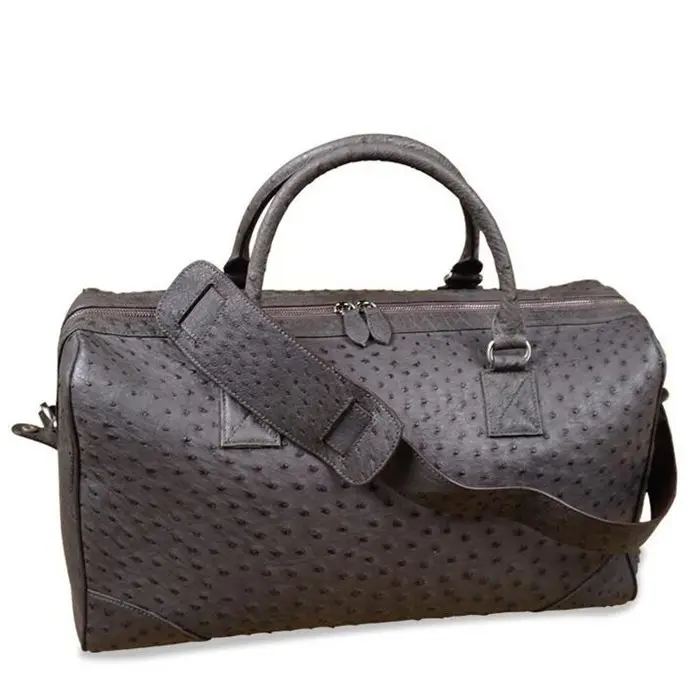 Oem Odm Op Maat Gemaakte Designer Luxe Echt Struisvogelleer Heren Dames Weekend Reizen Handtas Fitness Gym Duffle Bags