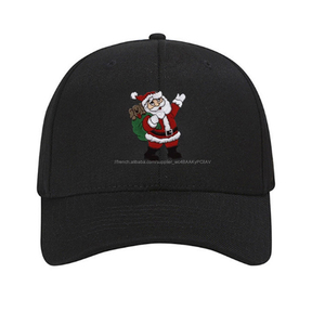 Santa Claus Visière <span class=keywords><strong>De</strong></span> Bande <span class=keywords><strong>Dessin</strong></span>ée Marque Personnalisation Broderie <span class=keywords><strong>De</strong></span> <span class=keywords><strong>Noël</strong></span> Drôle Pur Noir Casquette <span class=keywords><strong>de</strong></span> baseball <span class=keywords><strong>Chapeau</strong></span> - Product Image 2
