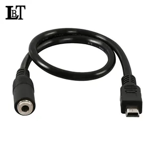 1ft Mini USB Male to 3.5mm Jack Female Audio Cable Cord for Active Clip Mic Microphone Adapter Cable Audio Transfer Black CN;GUA