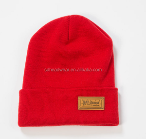 Design Your Own <strong>Custom</strong> <strong>Beanie</strong> <strong>with</strong> Leather Label Wholesale Manufacturer Leather Patch Knit <strong>Beanie</strong> - Product Image 2