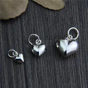 wholesale Sterling Silver 925 heart pendant different size for choice Hole: 2-3mm 1195750