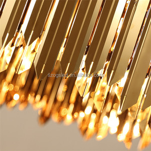 Moderna tira de hierro redondo capas dobles Gran Lujo oro cromo gran lámpara de techo para decoración del <span class=keywords><strong>hotel</strong></span> - Product Image 3