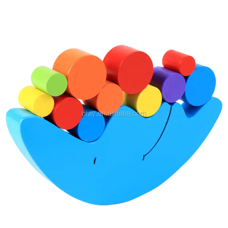 Mainan Susun Puzzle Kayu untuk Anak-anak, Mainan Meja Keseimbangan Bulan Biru, Mainan Pendidikan untuk Anak-anak
