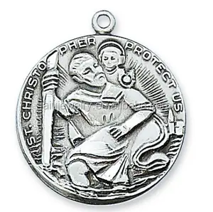 ที่กำหนดเองโบราณเงินชุบ St Christopher เหรียญ Pewter