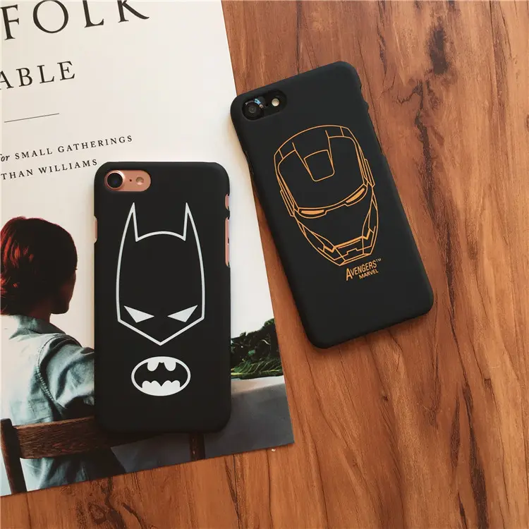 2018 Venta caliente simple líneas Batman Iron Man Slim hard PC caso del teléfono móvil para el iPhone 6 S 7 8 más X