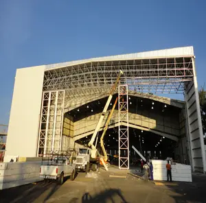 Estrutura de Aço pré-fabricadas Frame do Espaço Arch Hargar Avião Hangar de Aviões Projeto