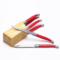 Couteau à steak Laguiole en acier inoxydable avec bloc en bois