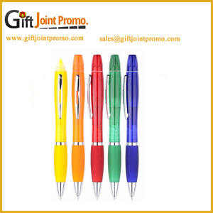 رخيصة 2 في 1 قلم جاف بلاستيكي مع قلم تحديد مخصص شعار - Product Image 2