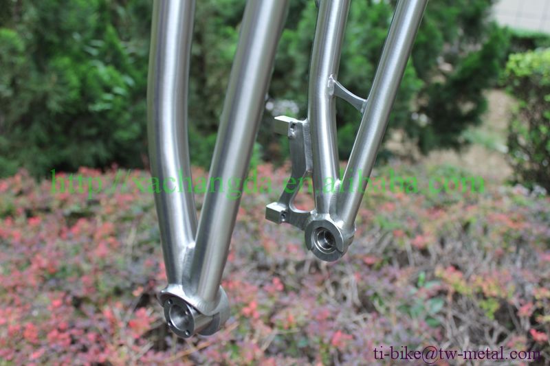 テーパードヘッドチューブ付きチタン自転車トラスフォークカスタマイズ