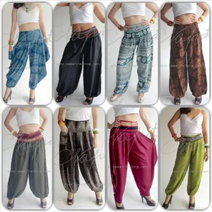 Wholesales Thai Rayon Pants Ladies Casual Aladdin Harem Women in Small MOQ