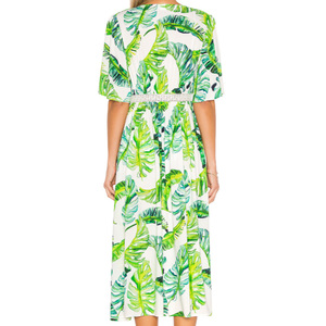 Vendita calda 100% di palme da Rayon stampate all'uncinetto Sexy lungo abito da donna - Product Image 4