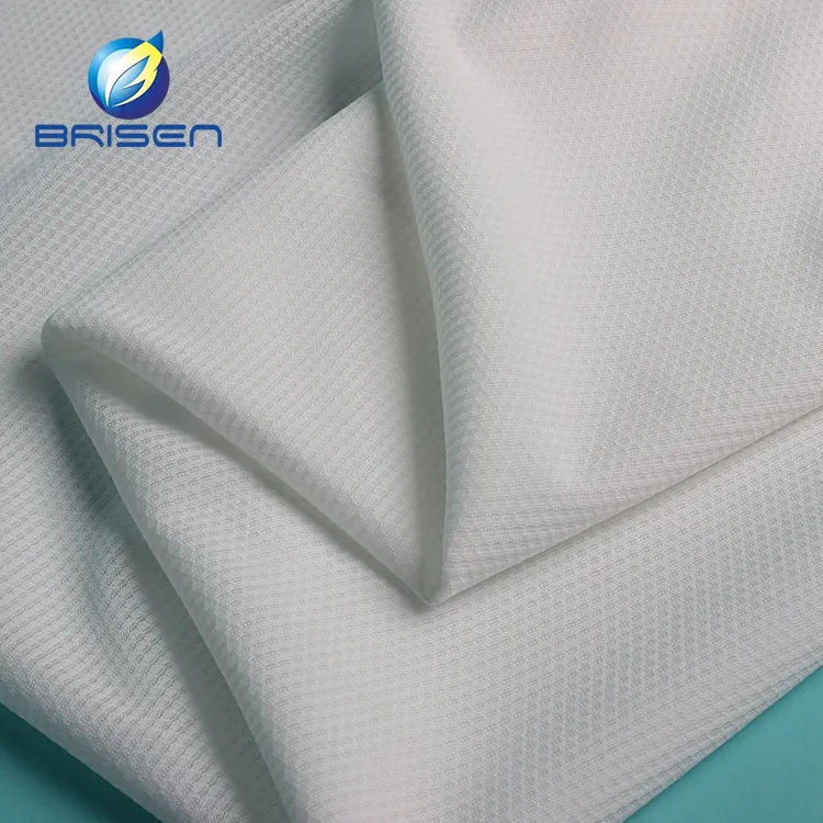 Trung Quốc vật liệu may mặc trắng 100 dệt kim polyester tricot đan Elastane vải cho thể thao mặc