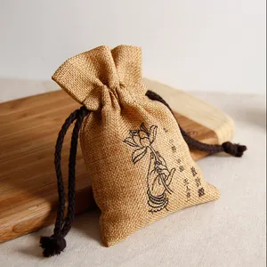 Promotional Jute Pouches bag drawstring for Jewelry packing