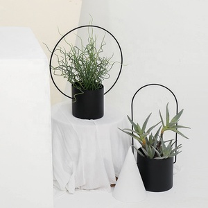 Set de 2 pots de plantes jardin sur pied, avec poignée, supports modernes, <span class=keywords><strong>pour</strong></span> intérieur et extérieur, <span class=keywords><strong>balcon</strong></span> - Product Image 2