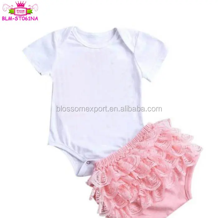 Culotte rose à volants en dentelle pour bébés filles, couvre-couches assorti, barboteuse blanche, nourrissons