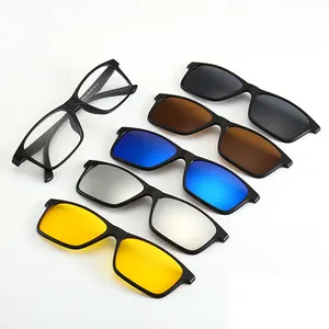 DLC2266 PC New Arrivals 2021 Driving Sun Glasses Sonnenbrille 5 Magnetic Clip On Sunglasses