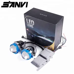 SANVI 자동차 Bi LED 프로젝터 렌즈 자동 헤드 전구 35W 6000K H4 H7 9006 자동차 LED Q5 안개 작업 헤드 라이트 램프