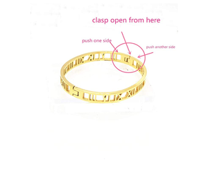 Fascino Dei Monili Dell'acciaio Inossidabile di 18k Placcato Oro di Titanio In Numeri Romani Braccialetto Del Braccialetto per Le Donne - Product Image 3