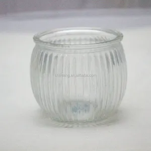 Оптовая продажа с фабрики Linlang, недорогие ребристые прозрачные стеклянные подсвечники, прозрачная стеклянная банка для свечей