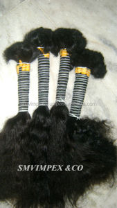 Cabello humano indio natural sin cutículas 100%. Cabello humano de buena calidad de 10 "hasta 40". Tejido de cabello sin procesar - Product Image 5