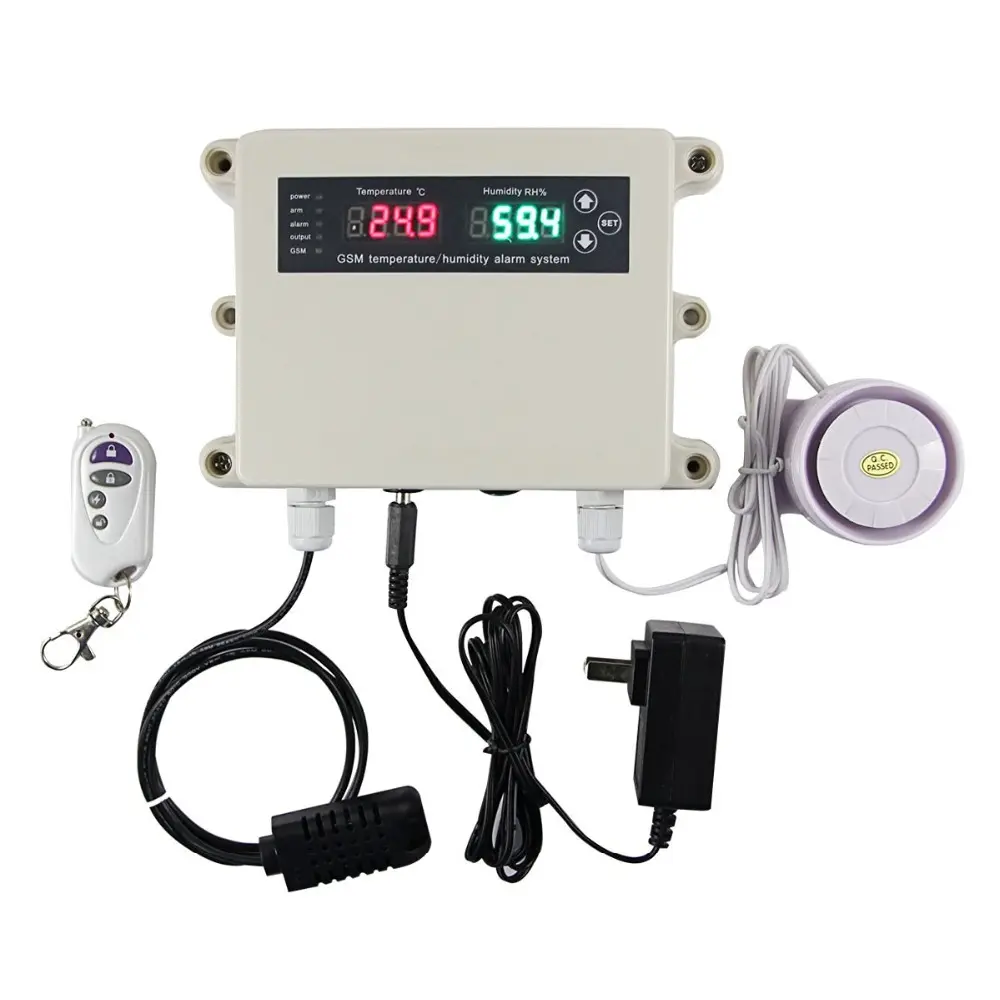Digital Kelembaban dan Suhu Monitor Alarm System dengan Built-In Sensor Kelembaban Probe, GSM Pemantauan Suhu