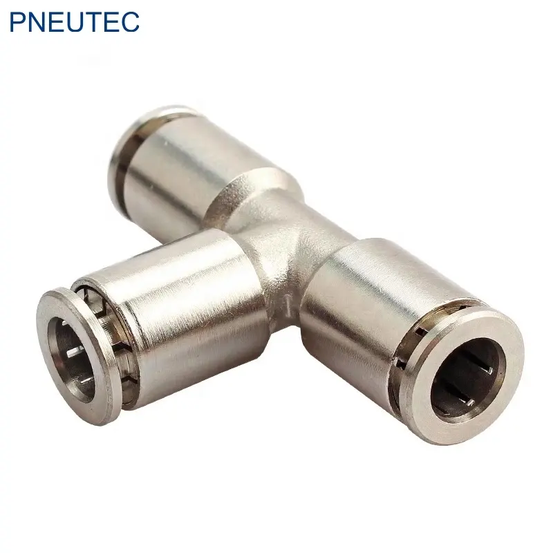 High Quality Different Types MPUT4 MPE4 4mm 6mm 8mm 10mm 12mm 16mm Union T shaped Pneumatic Metal Pipe Fittings