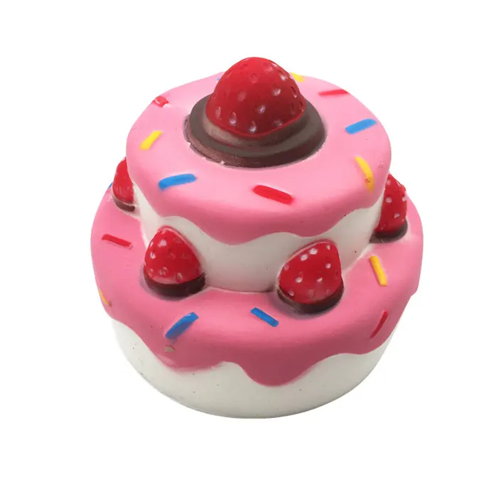 Kids Toys Soft Shape Simulation Strawberry Birthday Cake Stress Relief Squishy Toys For Decoration