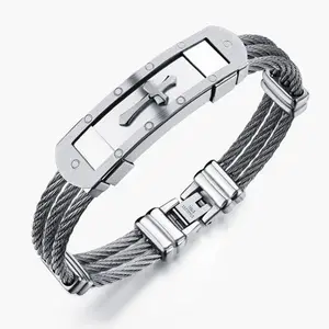 New men's bracelet stainless steel cross bracelet for men
