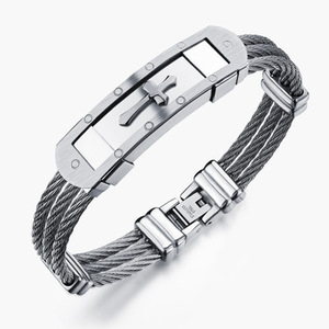 Gelang Stainless Steel untuk Pria, Gelang Selempang Baja Tahan Karat untuk Pria - Product Image 1