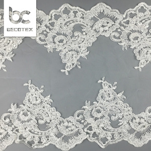 Design de mode fleur broderie dentelle coupe maille douce dentelle garniture pour dames robe vêtements