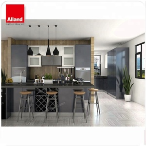 Moderno <span class=keywords><strong>I</strong></span> forma laca armario de la cocina con Isla diseño - Product Image 3