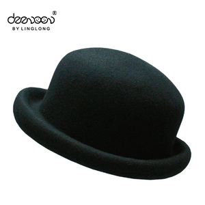 Promotionnel Main D'hiver 100% Feutre De Laine Boule De Fourrure Chapeau Melon - Product Image 6