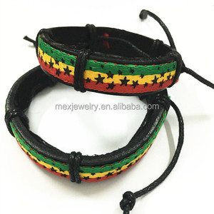Delle donne di modo stella rasta di reggae genuino bracciale in pelle braccialetti braccialetto - Product Image 2