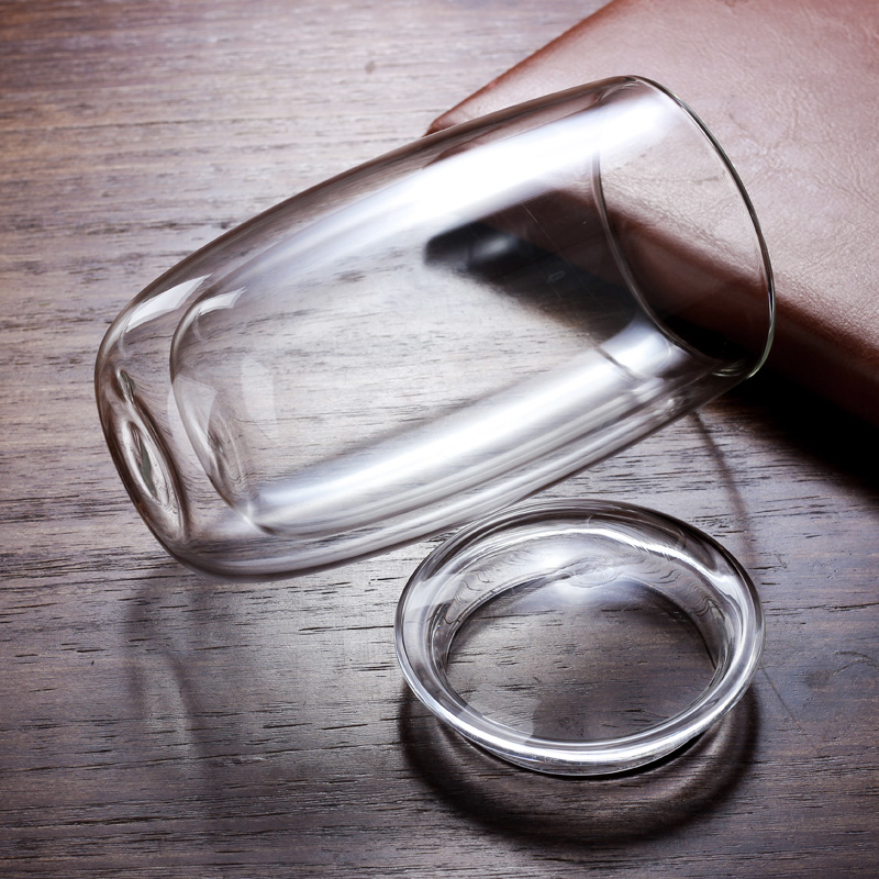 Custom logo reusable double wall glass coffee tea cup