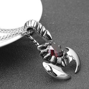 Personalità In Acciaio Inox Su Misura Rubino A Forma di Scorpione Gioielli Gotico Della Collana Per Il Mens - Product Image 4