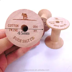 dongguan factory custom laser engraved wooden spool for ribbon