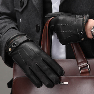 <span class=keywords><strong>Gants</strong></span> d'hiver pour homme en <span class=keywords><strong>cuir</strong></span> véritable doublés de <span class=keywords><strong>laine</strong></span>, compatibles avec les écrans tactiles - Product Image 4