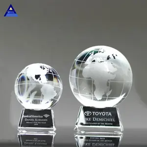 定制水晶地球世界地球奖杯奖为教师儿童毕业纪念品