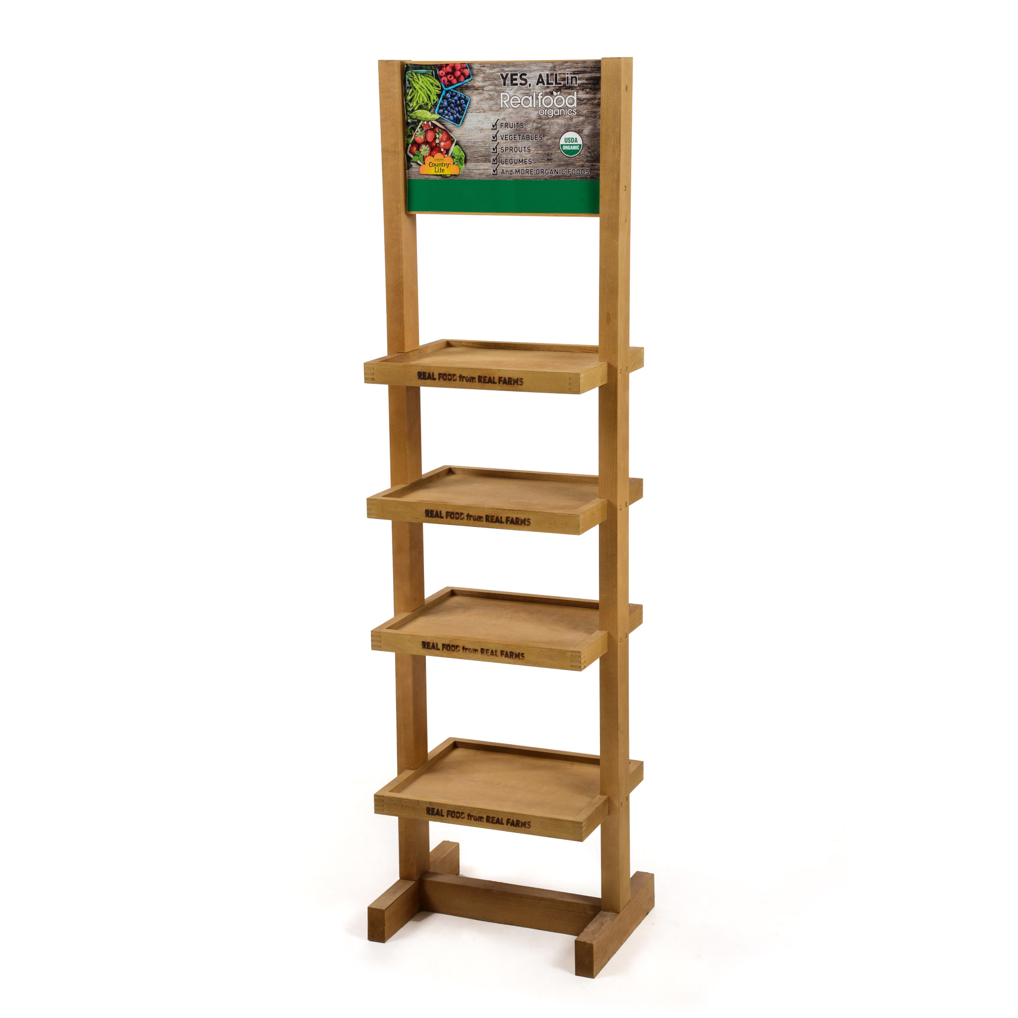 Customized Dropshipping Engine Oil Display Stand Double-sided Display Racks for Retail 4 Tier Wooden Display Stand — view 5