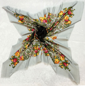 Bufandas de turbante slavonic de 140x140cm, bufandas maxi cuadradas con estampado de flores de viscosa, chal ruso, superventas - Product Image 2